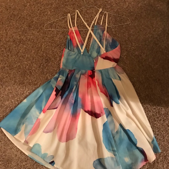 Multicolor deep V dress small - Picture 4 of 7